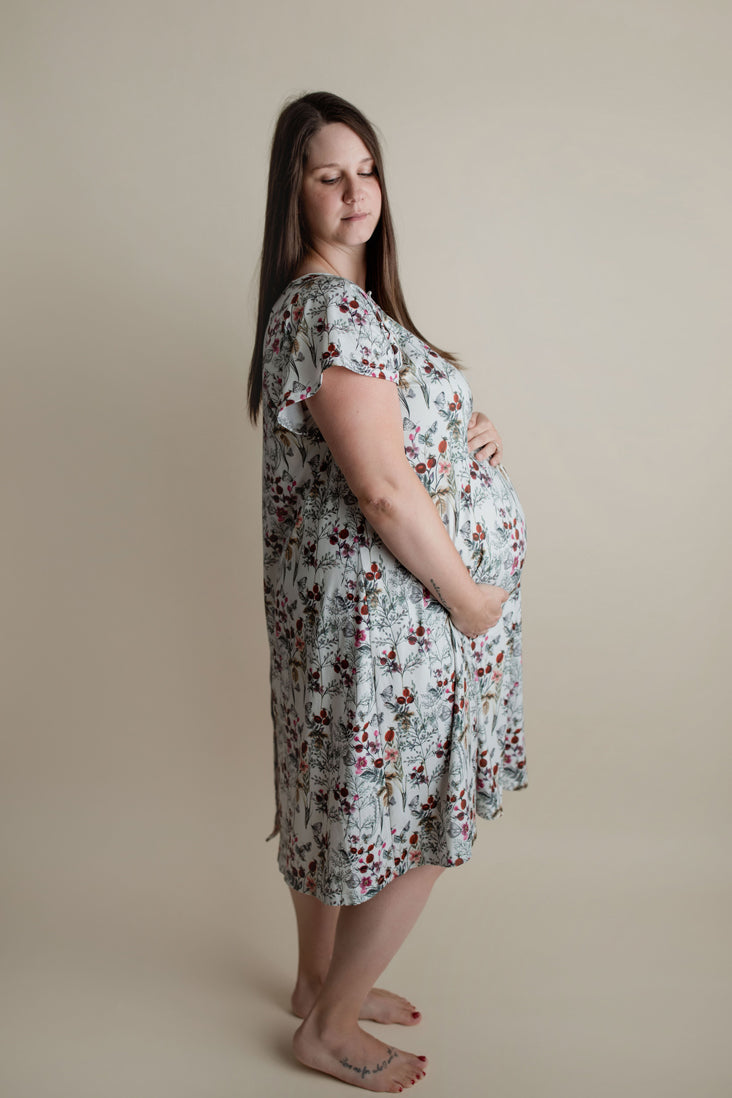 Three Little Tots Floral Mommy Labor and Delivery Nursing Hospital Gown