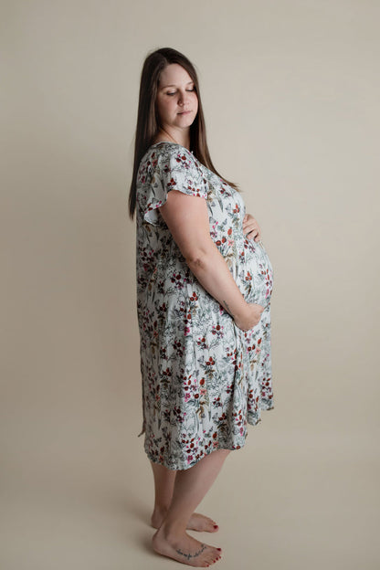 Three Little Tots Floral Mommy Labor and Delivery Nursing Hospital Gown