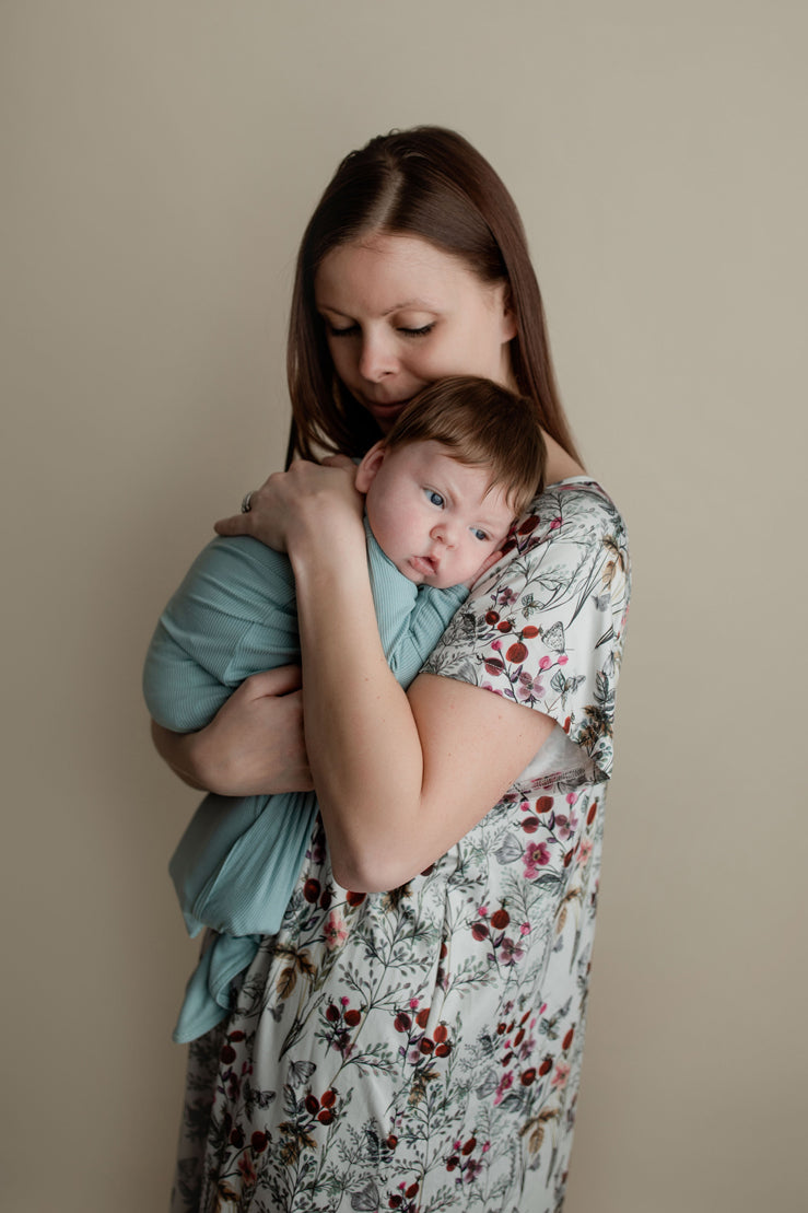 Three Little Tots Floral Mommy Labor and Delivery Nursing Hospital Gown
