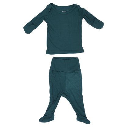 Three Little Tots Ribbed Forest Green Jammies