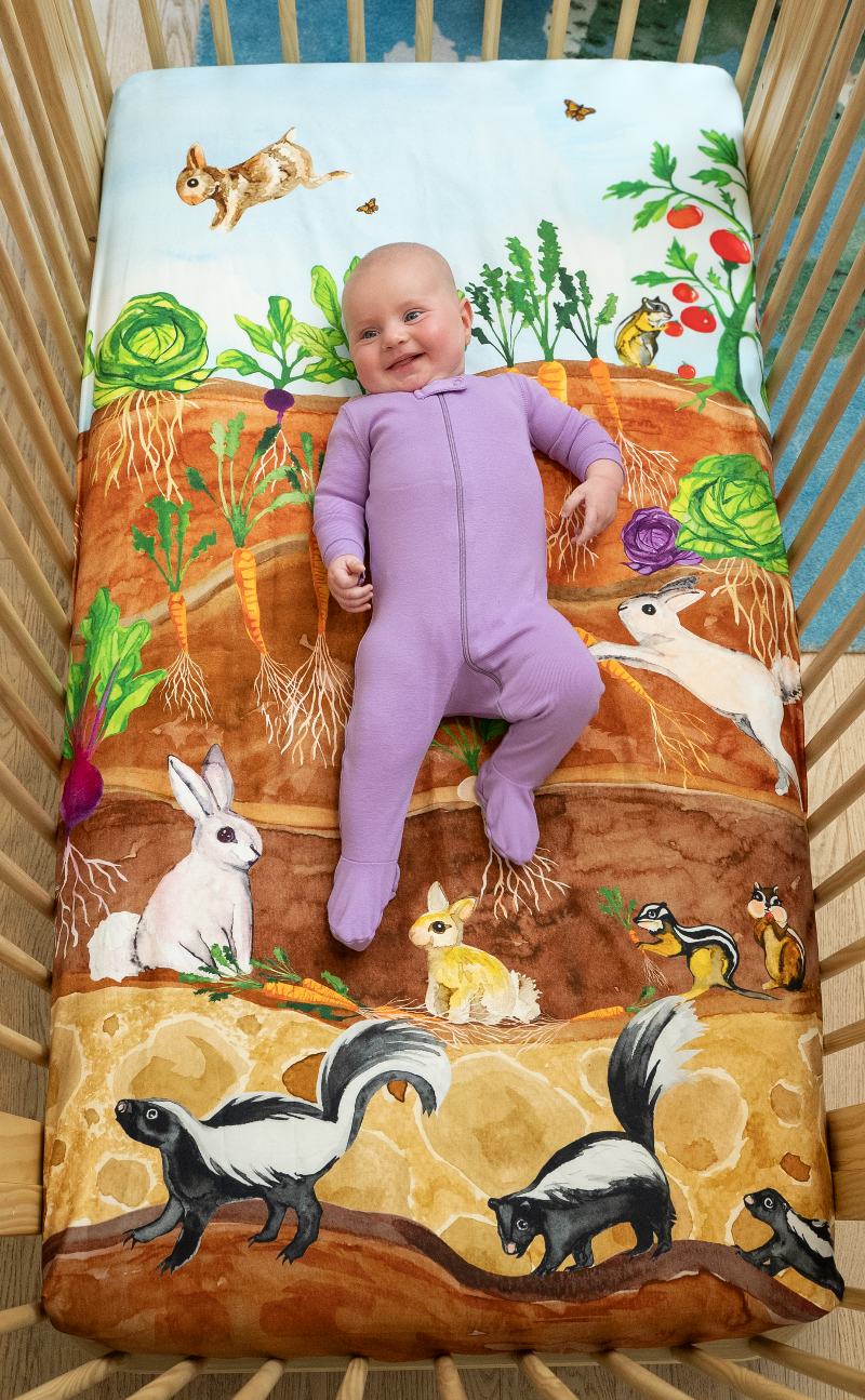 Moon Star Baby Garden Bed Burrow Bunny Crib Sheet