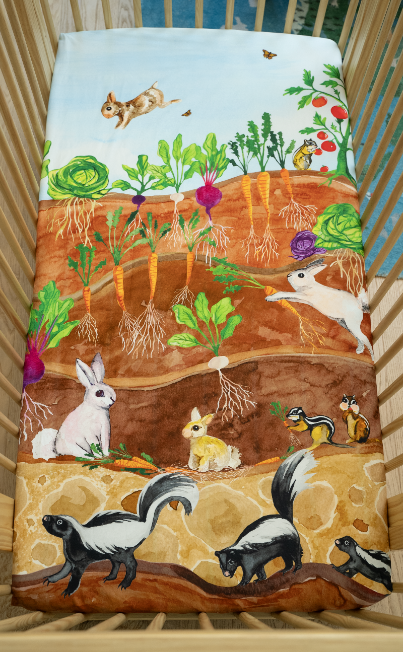 Moon Star Baby Garden Bed Burrow Bunny Crib Sheet