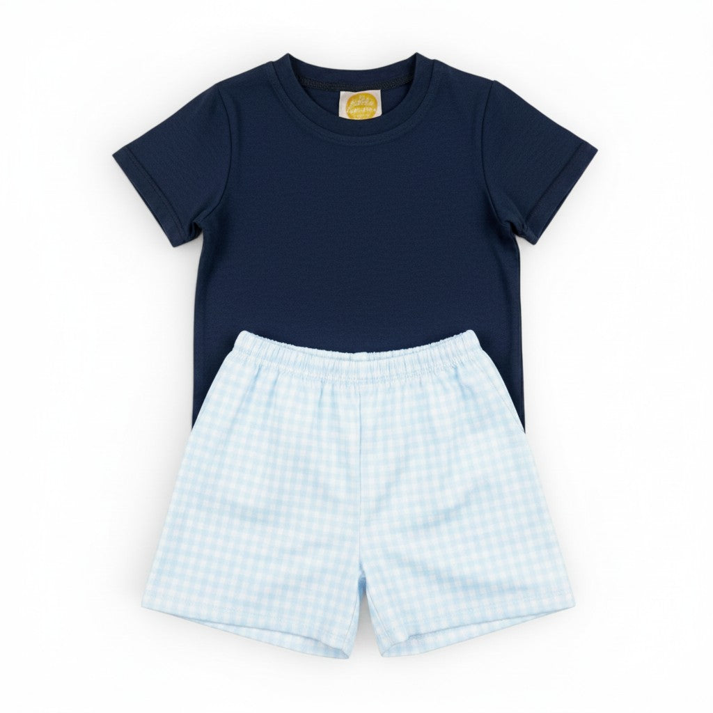 The Little Lemons Company Classic Navy Gingham Boys Set