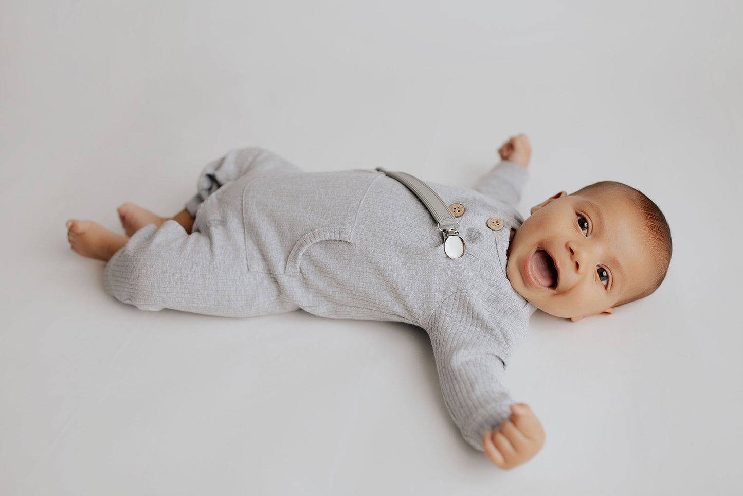 Three Little Tots Classic Gray All Silicone One Piece Pacifier Clip