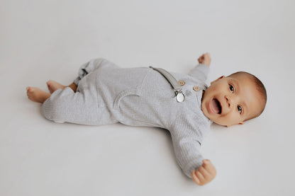 Three Little Tots Classic Gray All Silicone One Piece Pacifier Clip