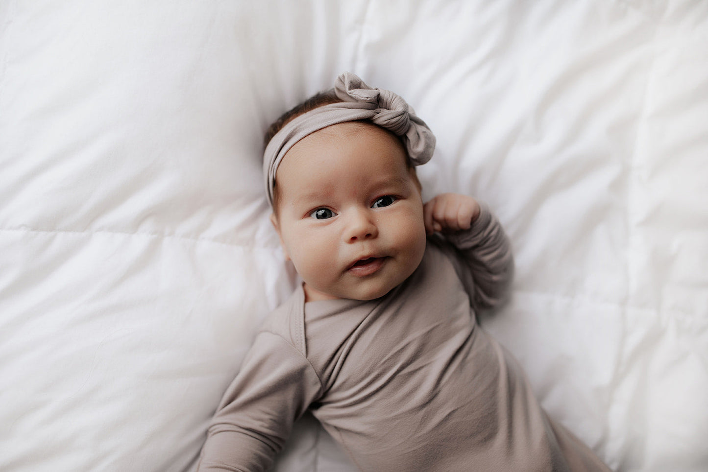 Three Little Tots Harbor Mist Knotted Headband (Taupe)