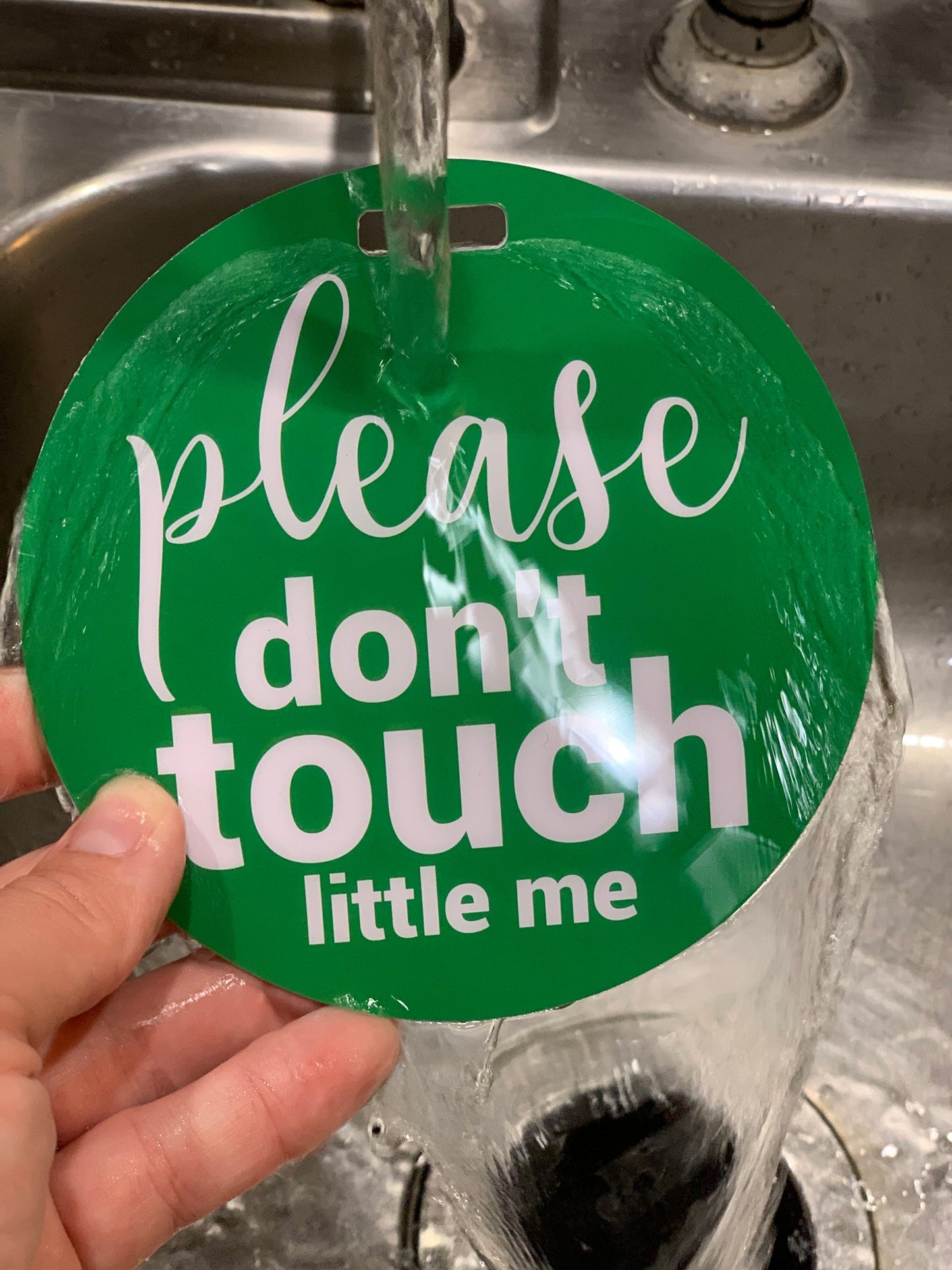 Three Little Tots Green Please Don't Touch Little Me Newborn Car Seat Sign Tag