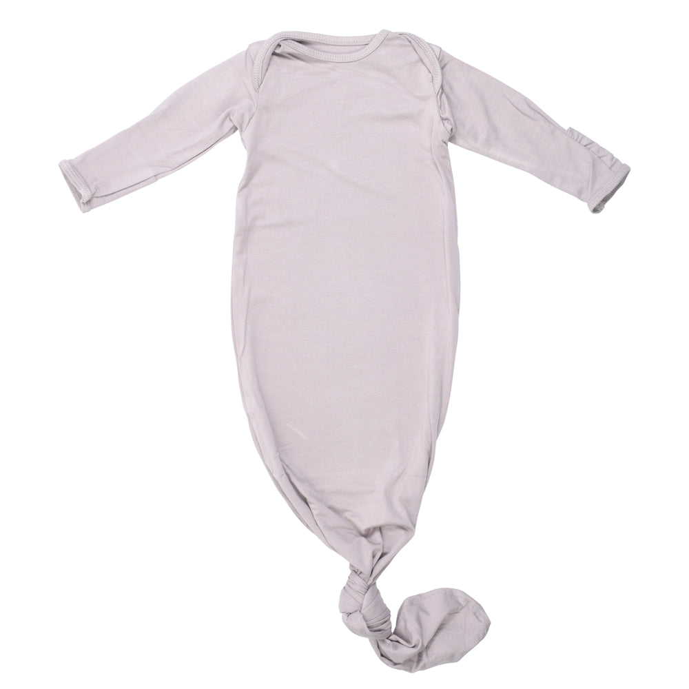 Three Little Tots Harbor Mist Neutral Knotted Newborn Baby Gown