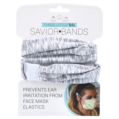 Three Little Tots Cozy Light Gray Savior Headbands with Buttons For Masks