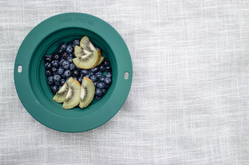 Three Little Tots Forest Green Collapsible Bowl for Travel or Home