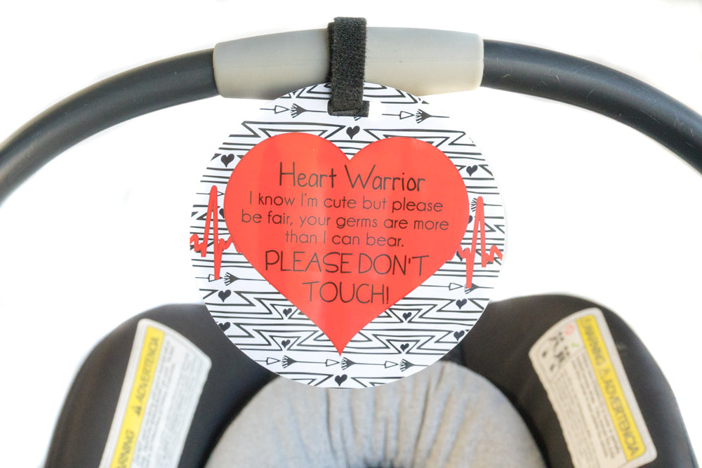 Three Little Tots Heart Warrior No Touching Baby Car Seat Tag