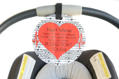 Three Little Tots Heart Warrior No Touching Baby Car Seat Tag