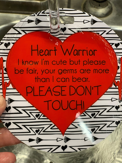 Three Little Tots Heart Warrior No Touching Baby Car Seat Tag