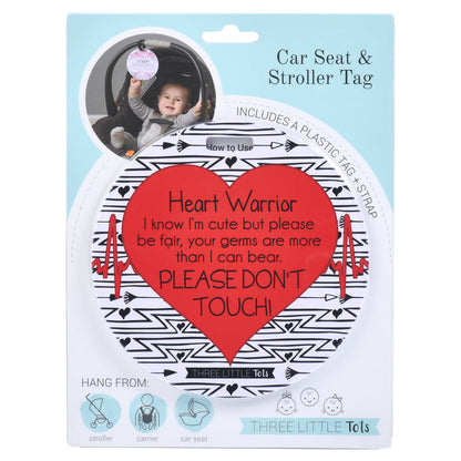 Three Little Tots Heart Warrior No Touching Baby Car Seat Tag