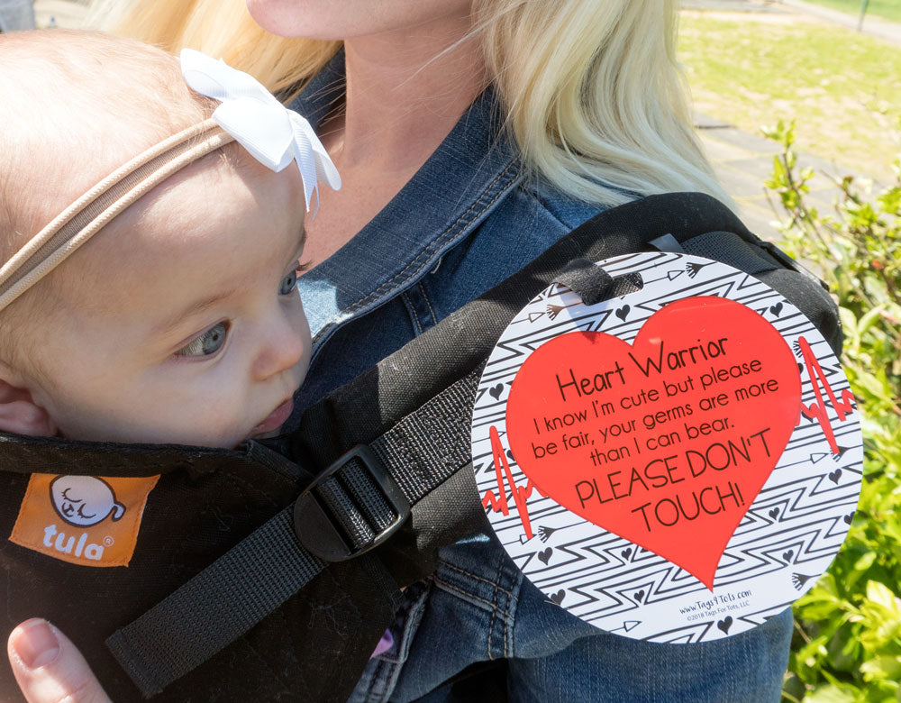 Three Little Tots Heart Warrior No Touching Baby Car Seat Tag