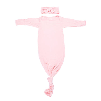 Three Little Tots Heavenly Pink Newborn Knotted Baby Gown