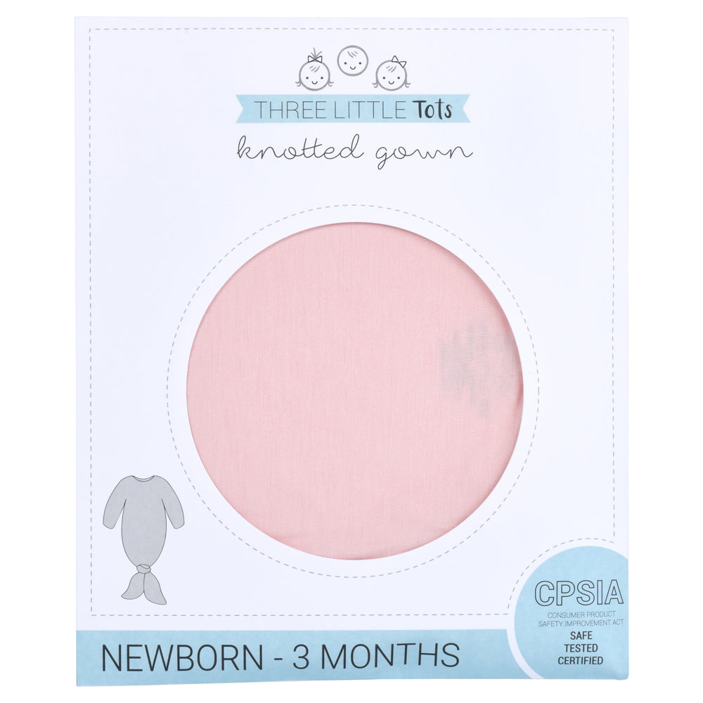Three Little Tots Heavenly Pink Newborn Knotted Baby Gown