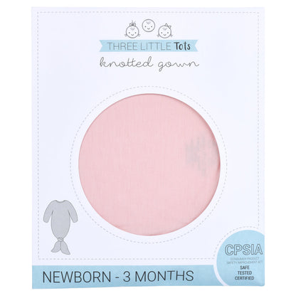 Three Little Tots Heavenly Pink Newborn Knotted Baby Gown