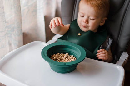 Three Little Tots Forest Green Collapsible Bowl for Travel or Home