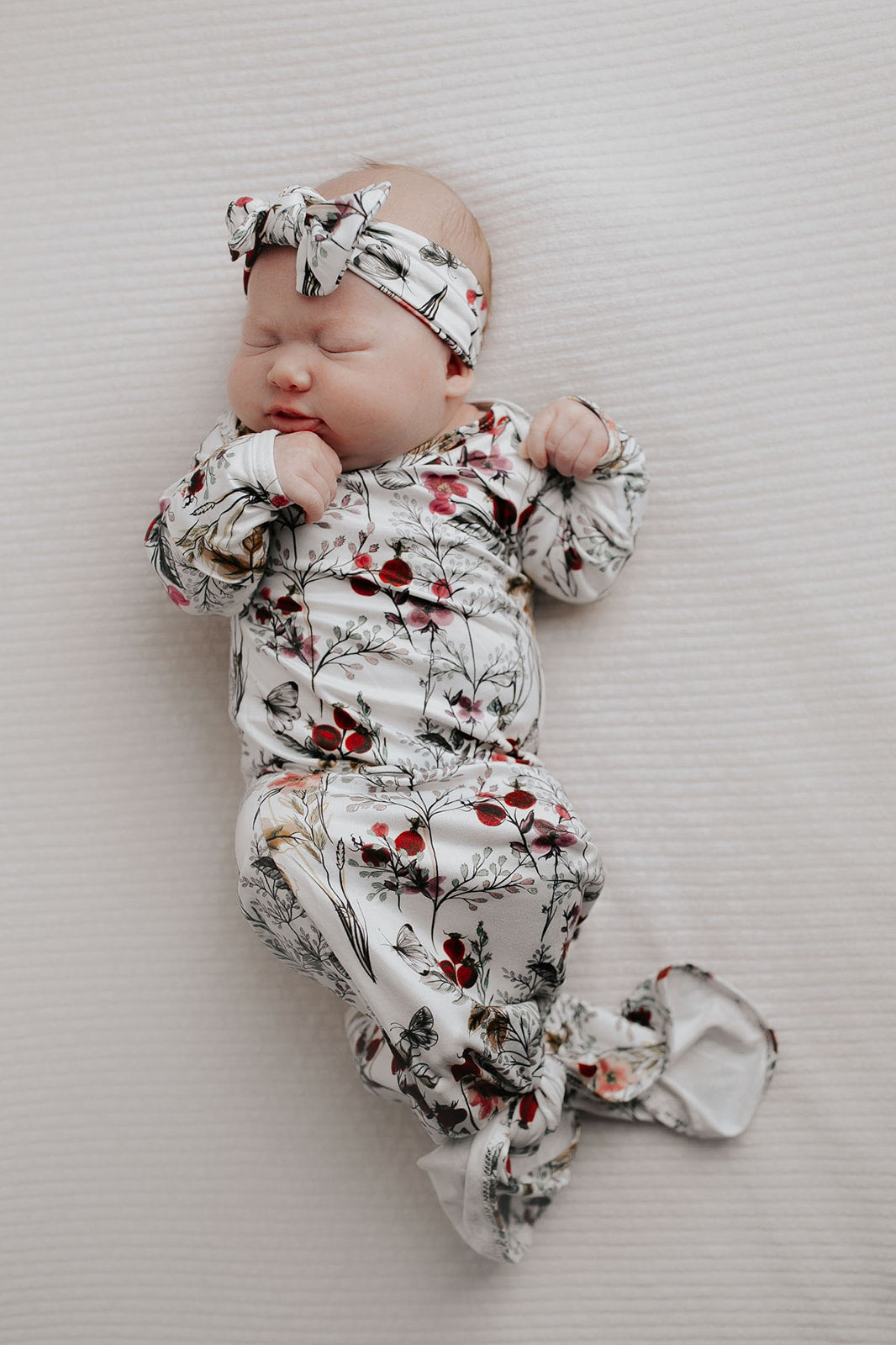 Three Little Tots Floral Newborn Knotted Baby Gown
