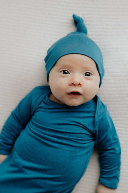 Three Little Tots Blue Knotted Newborn Baby Gown