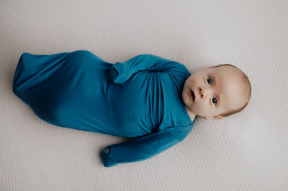 Three Little Tots Blue Knotted Newborn Baby Gown