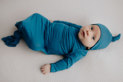 Three Little Tots Blue Knotted Newborn Baby Gown