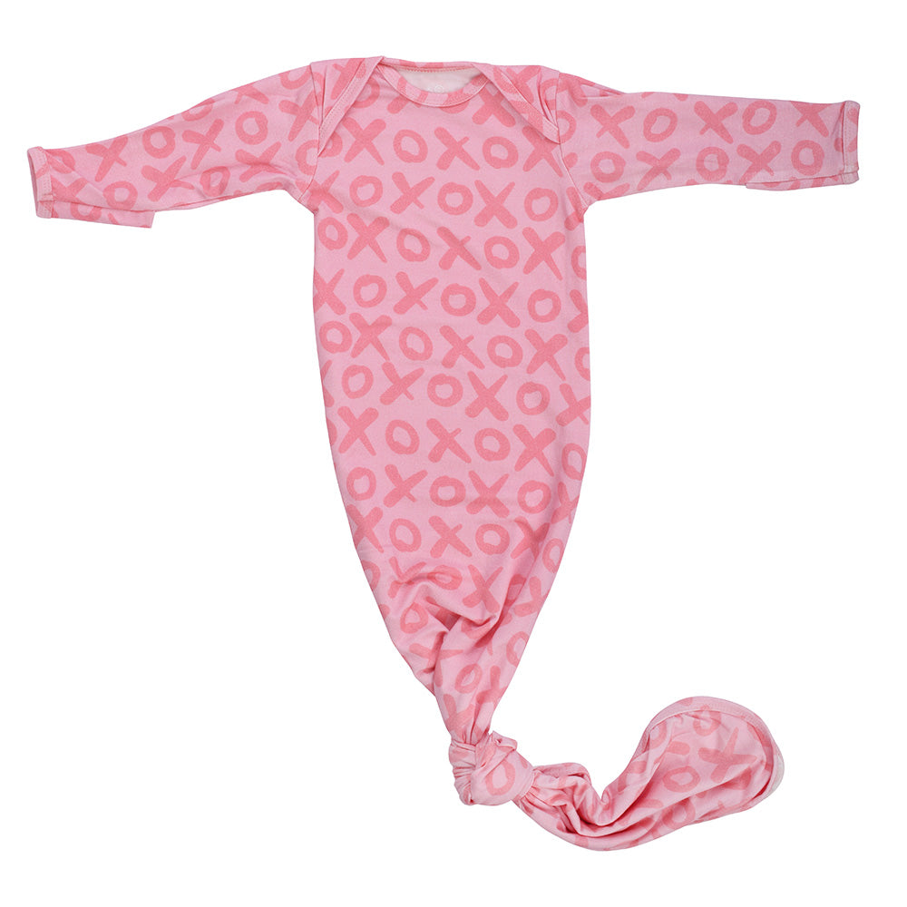 Three Little Tots XOXO Love Valentine's Day Knotted Newborn Baby Gown