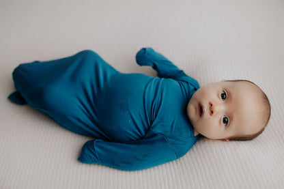 Three Little Tots Blue Knotted Newborn Baby Gown