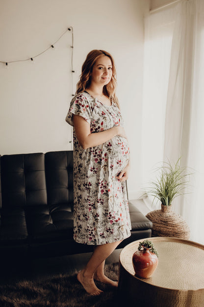 Three Little Tots Floral Mommy Labor and Delivery Nursing Hospital Gown