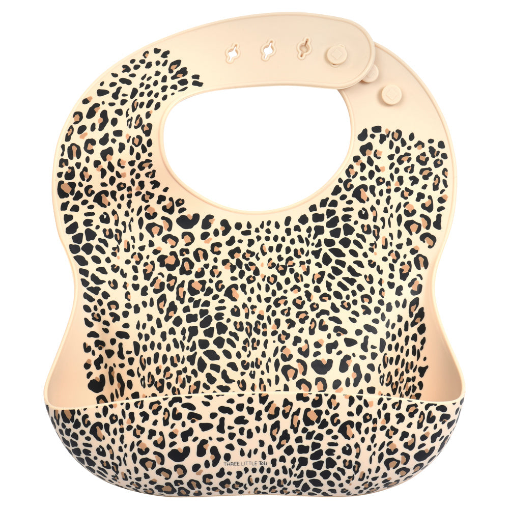 Three Little Tots Leopard Silicone Baby Bib