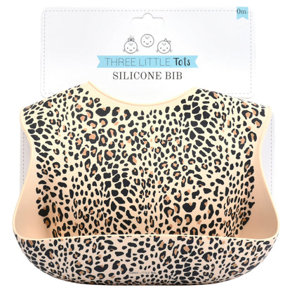 Three Little Tots Leopard Silicone Baby Bib