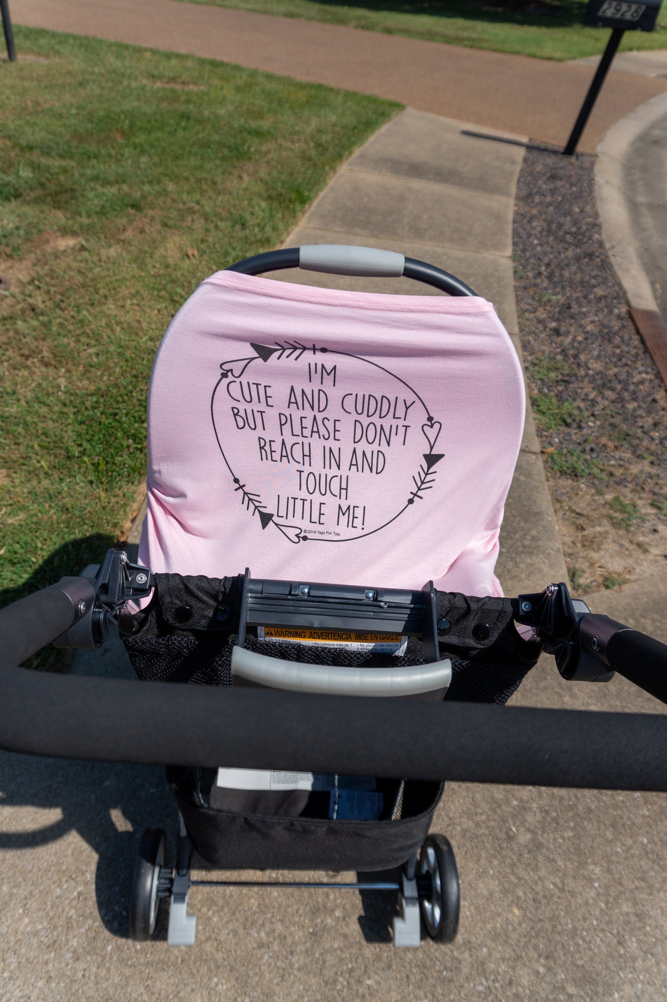 Three Little Tots Pink Car Seat 5 in 1 Cover – I'm Cute & Cuddly But Please Don't Touch Little Me