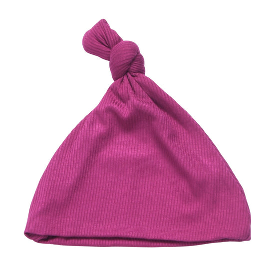 Three Little Tots Magenta Ribbed Hat