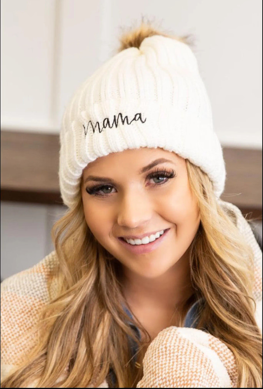 The Spoiled Mama Mama Knitted Beanie Hat - Cozy Gift for Expecting Moms