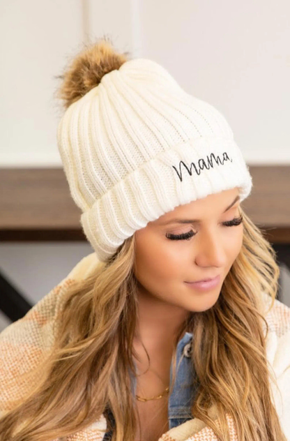 The Spoiled Mama Mama Knitted Beanie Hat - Cozy Gift for Expecting Moms