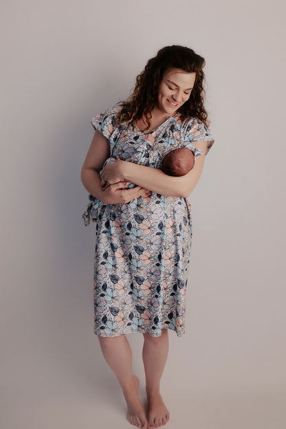 Three Little Tots Flower Bloom Labor and Delivery Nursing Hospital Gown