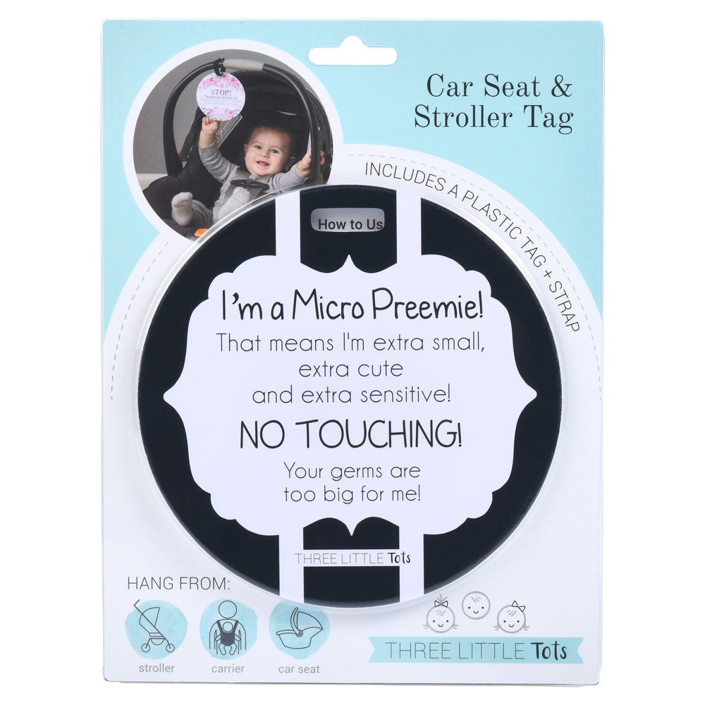 Three Little Tots Micro Preemie No Touching Car Seat Sign Tag