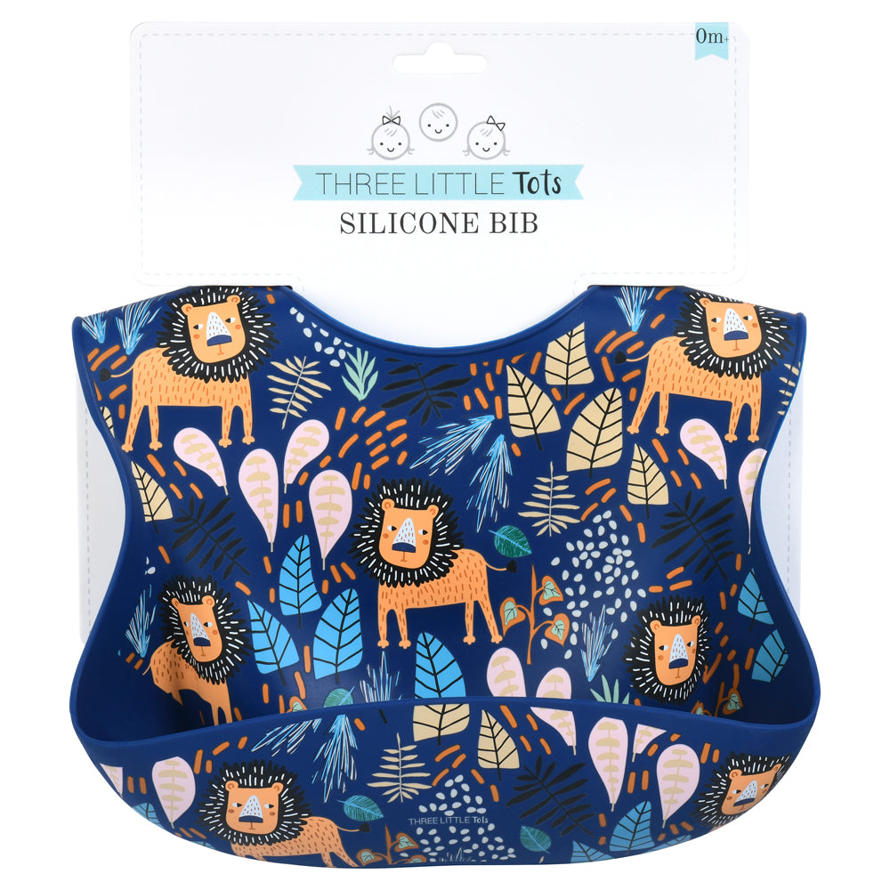 Three Little Tots Lion Silicone Bib with Crumb Catcher