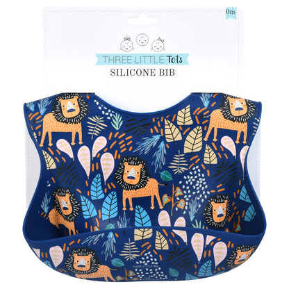 Three Little Tots Lion Silicone Bib with Crumb Catcher
