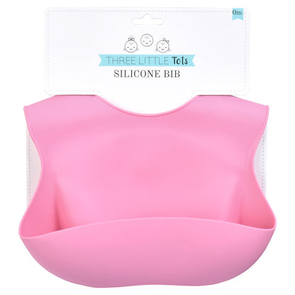 Three Little Tots Rose Silicone Bib with Crumb Catcher