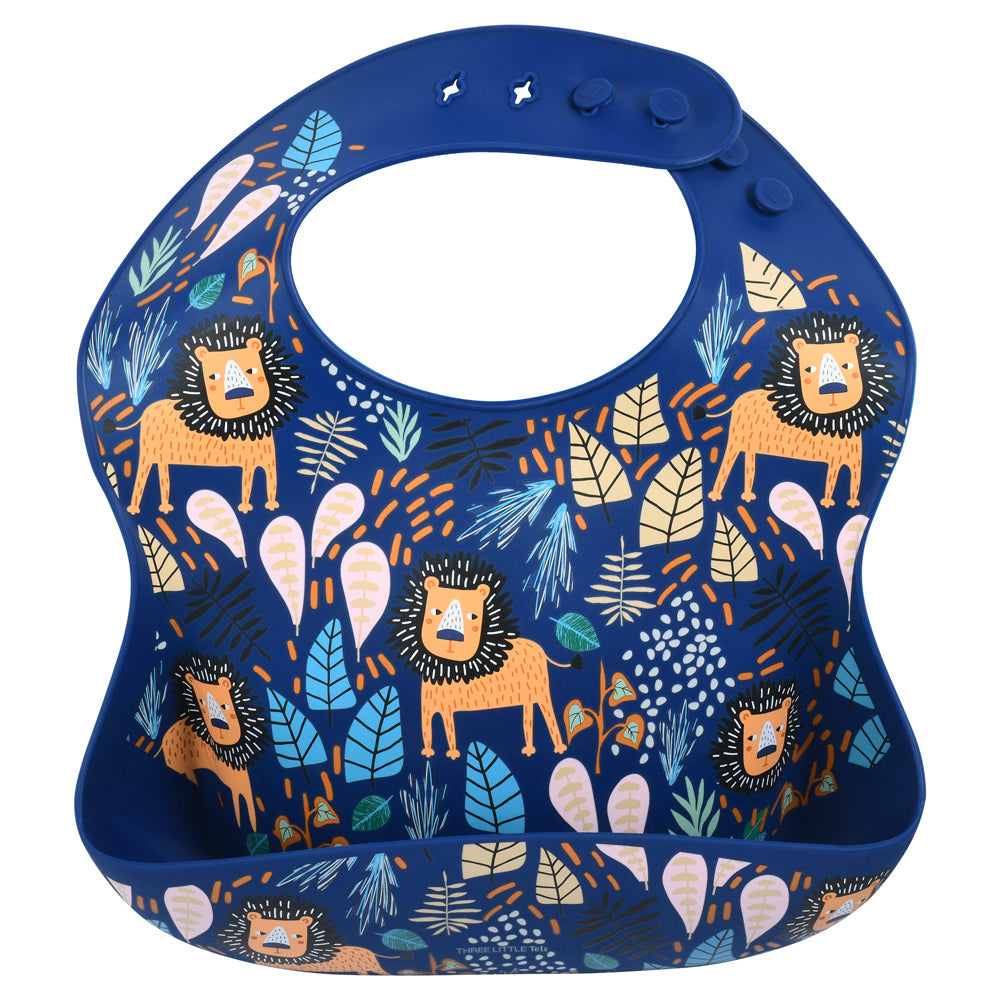 Three Little Tots Lion Silicone Bib with Crumb Catcher