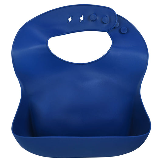 Three Little Tots Sailor Blue Silicone Bib with Crumb Catcher
