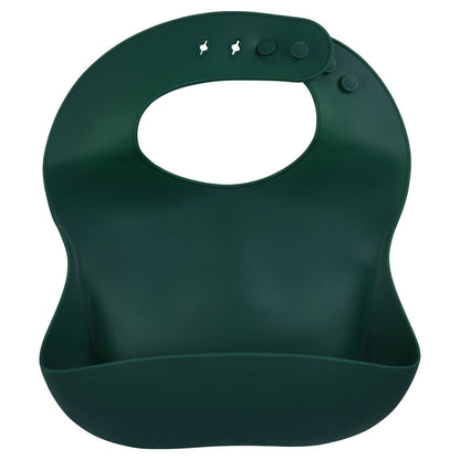 Three Little Tots Forrest Green Silicone Bib with Crumb Catcher