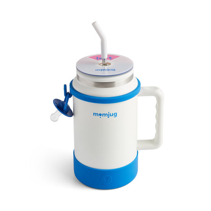 momjug™ Breastfeeding Water Bottle - 50oz Hydration with Breast Indicator & Pacifier Clip