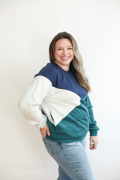 Movemama Velour Interior Diagonal Zip Breastfeeding Sweatshirt