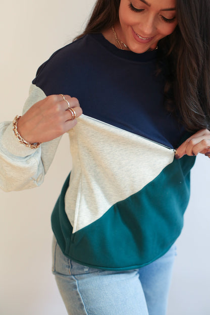 Movemama Velour Interior Diagonal Zip Breastfeeding Sweatshirt