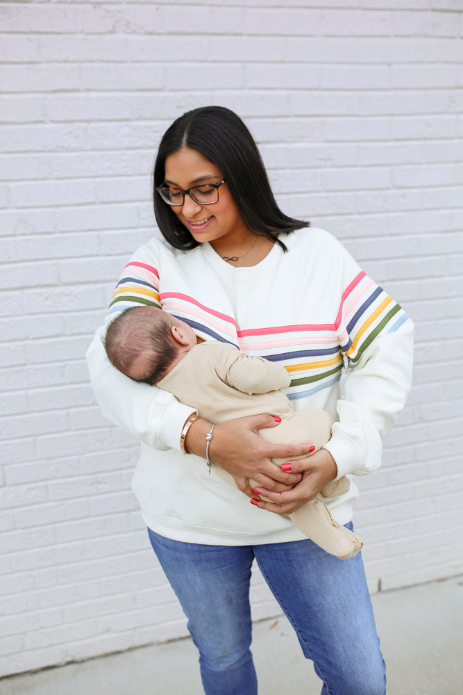 Movemama Six Stripe Invisible Zip Breastfeeding Sweatshirt