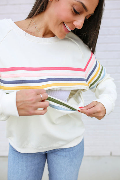 Movemama Six Stripe Invisible Zip Breastfeeding Sweatshirt