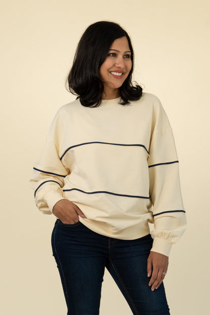 Movemama Relaxed Fit Invisible Zipper Breastfeeding Sweatshirt with Piping